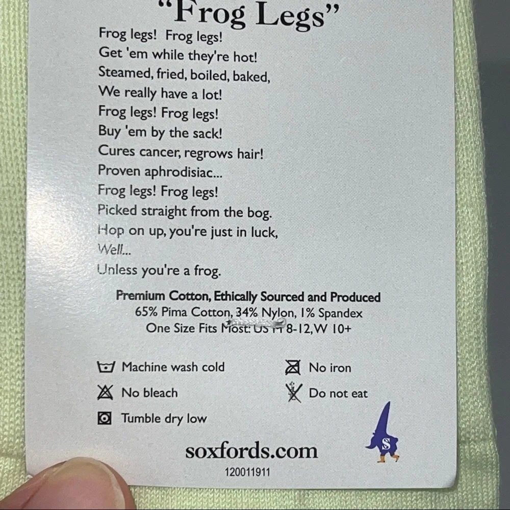 NEW Soxfords Frog Legs Novelty Socks NWT